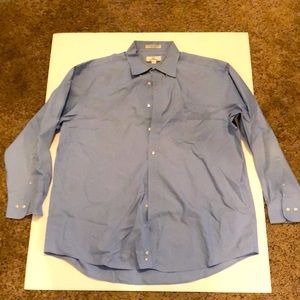 Men’s Dress Shirt, Long Sleeved, Blue, Enro Ultra Pinpoint, Size 17 1/2 Neck